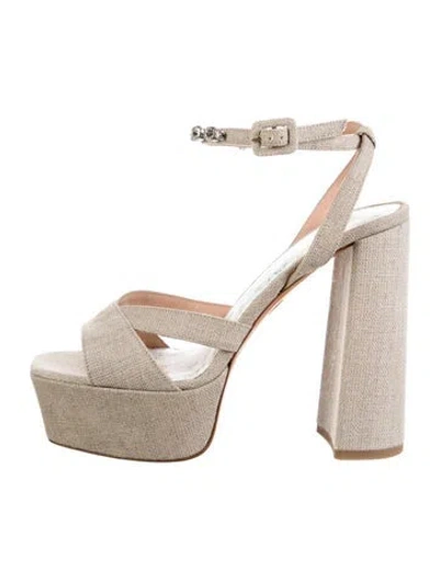 Pre-owned Hill House Home Crystal Embellishments Sandals In Neutrals