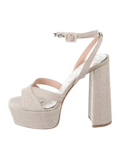 Pre-owned Hill House Home Crystal Embellishments Sandals In Neutrals