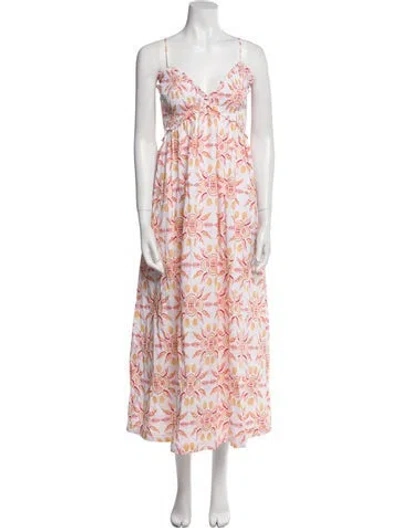 Pre-owned Hill House Home Floral Print Long Dress W/ Tags In Orange