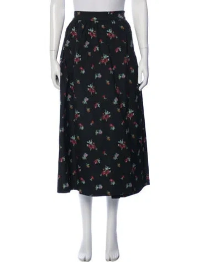 Pre-owned Hill House Home Floral Print Long Skirt In Black