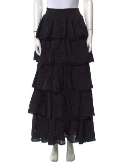 Pre-owned Hill House Home Floral Print Long Skirt In Black
