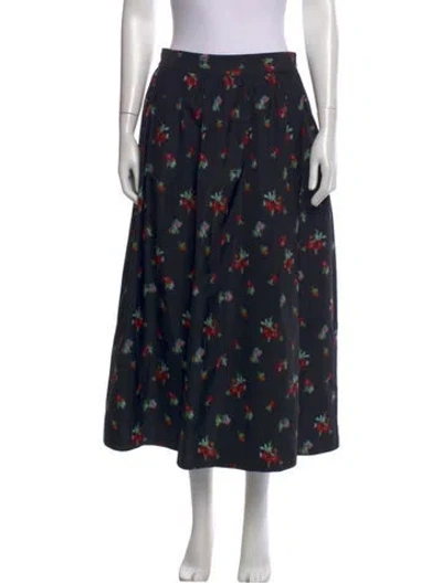 Pre-owned Hill House Home Floral Print Long Skirt In Black