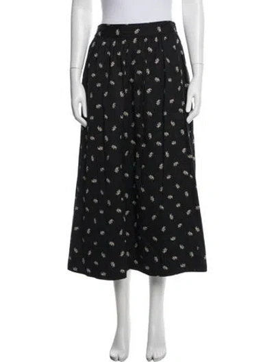 Pre-owned Hill House Home Floral Print Long Skirt In Black