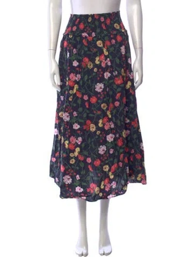 Pre-owned Hill House Home Floral Print Long Skirt In Blue