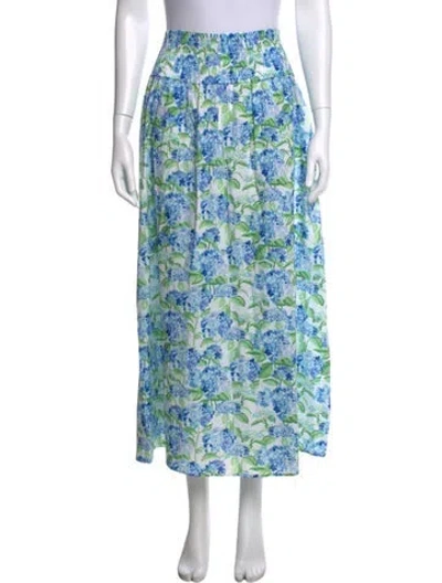 Pre-owned Hill House Home Floral Print Long Skirt In Blue