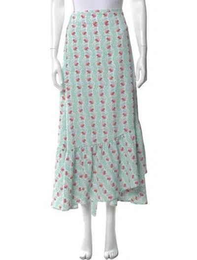 Pre-owned Hill House Home Floral Print Long Skirt In Green