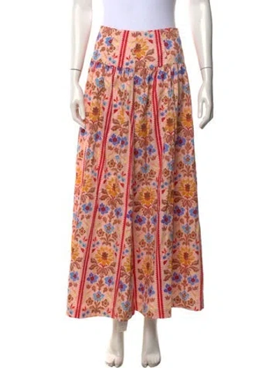 Pre-owned Hill House Home Floral Print Long Skirt In Multicolor