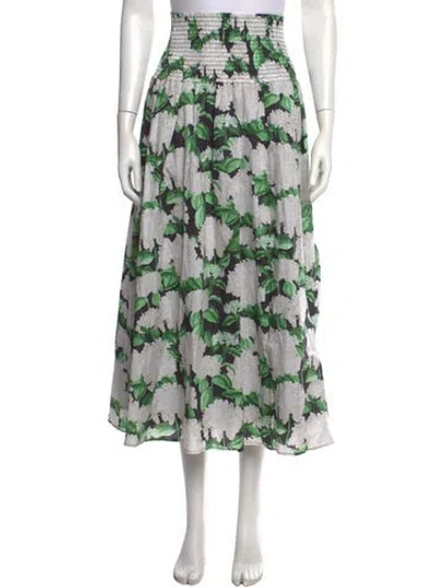Pre-owned Hill House Home Floral Print Long Skirt In Neutrals