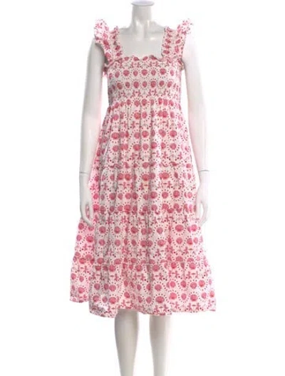 Pre-owned Hill House Home Floral Print Midi Length Dress In Multi