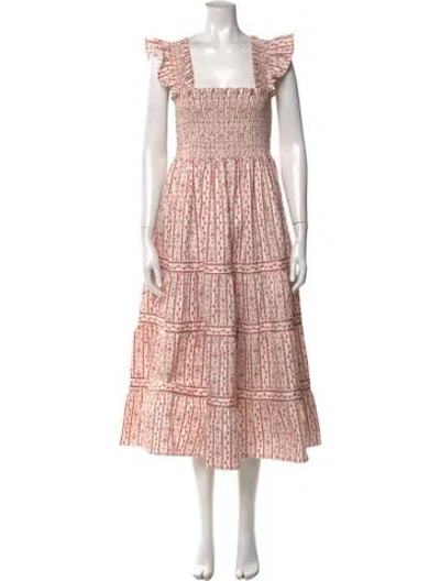 Pre-owned Hill House Home Floral Print Midi Length Dress In Multi