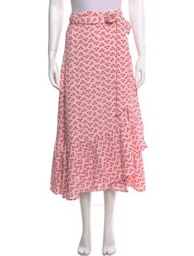 Pre-owned Hill House Home Floral Print Midi Length Skirt In Pink