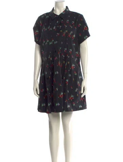 Pre-owned Hill House Home Floral Print Mini Dress In Black