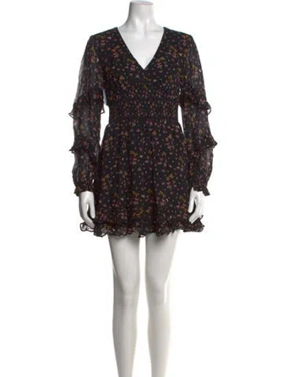 Pre-owned Hill House Home Floral Print Mini Dress In Black