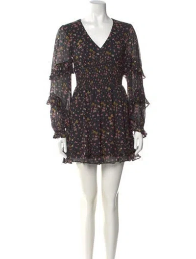 Pre-owned Hill House Home Floral Print Mini Dress In Black