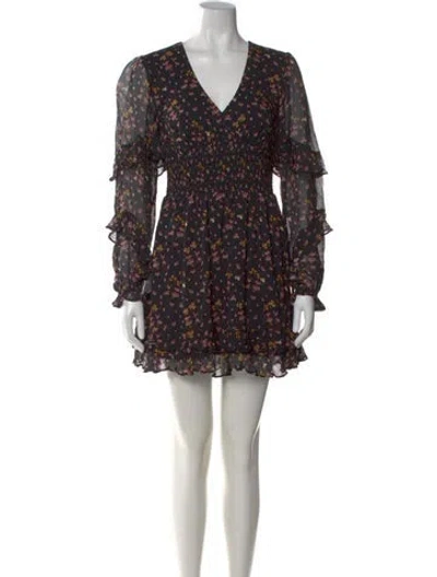 Pre-owned Hill House Home Floral Print Mini Dress In Black