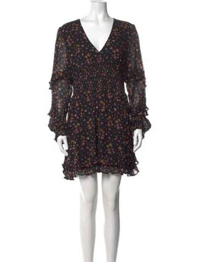 Pre-owned Hill House Home Floral Print Mini Dress In Black