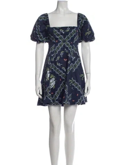 Pre-owned Hill House Home Floral Print Mini Dress In Blue