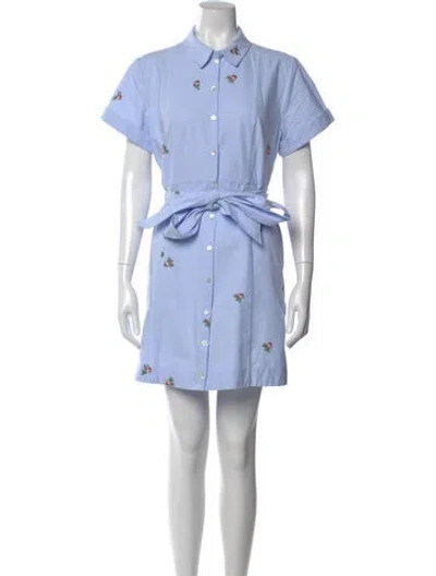 Pre-owned Hill House Home Floral Print Mini Dress In Blue