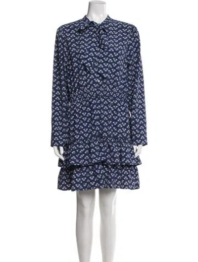 Pre-owned Hill House Home Floral Print Mini Dress In Blue