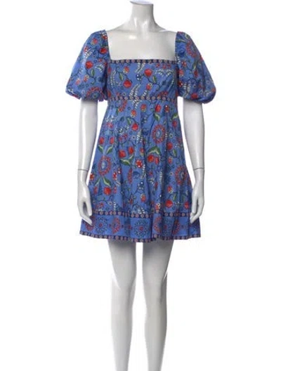 Pre-owned Hill House Home Floral Print Mini Dress In Blue