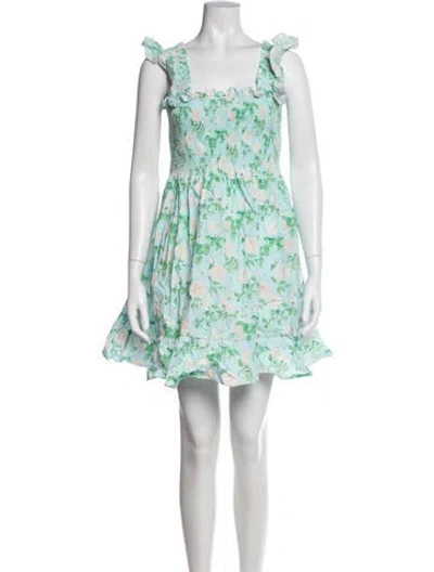 Pre-owned Hill House Home Floral Print Mini Dress In Blue