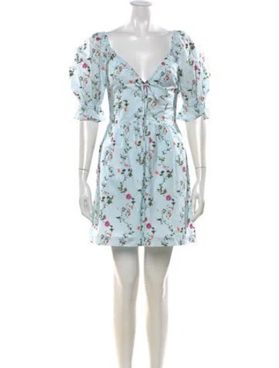 Pre-owned Hill House Home Floral Print Mini Dress In Blue