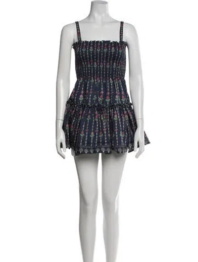 Pre-owned Hill House Home Floral Print Mini Dress In Blue/green
