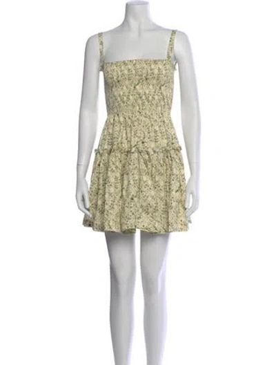 Pre-owned Hill House Home Floral Print Mini Dress In Green