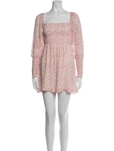 Pre-owned Hill House Home Floral Print Mini Dress In Pink