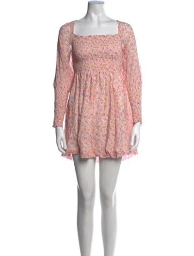 Pre-owned Hill House Home Floral Print Mini Dress In Pink