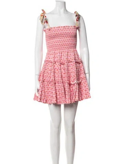Pre-owned Hill House Home Floral Print Mini Dress In Pink/white
