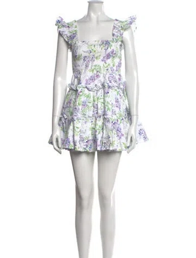 Pre-owned Hill House Home Floral Print Mini Dress In Purple