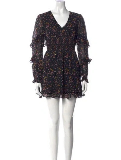 Pre-owned Hill House Home Floral Print Mini Dress W/ Tags In Black