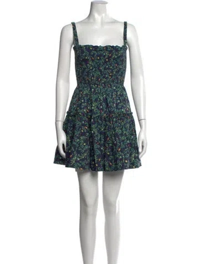 Pre-owned Hill House Home Floral Print Mini Dress W/ Tags In Blue