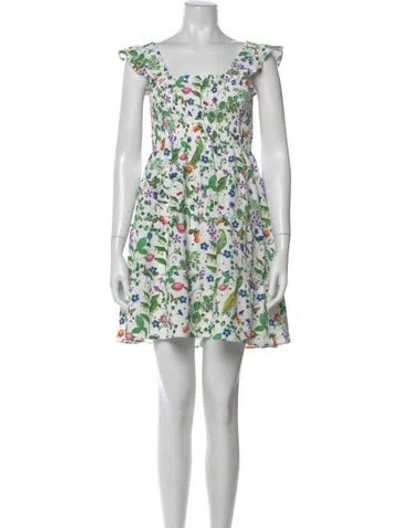 Pre-owned Hill House Home Floral Print Mini Dress W/ Tags In White