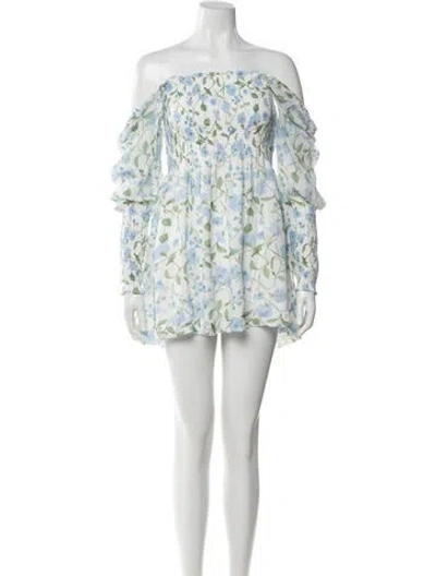 Pre-owned Hill House Home Floral Print Mini Dress W/ Tags In White