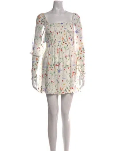 Pre-owned Hill House Home Floral Print Mini Dress W/ Tags In White