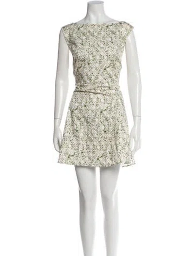 Pre-owned Hill House Home Floral Print Mini Dress In White