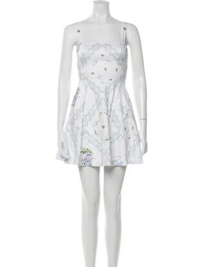 Pre-owned Hill House Home Floral Print Mini Dress In White