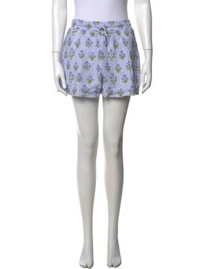 Pre-owned Hill House Home Floral Print Mini Shorts In Blue