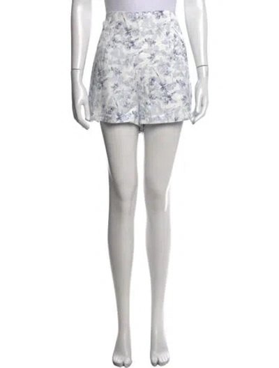 Pre-owned Hill House Home Floral Print Mini Shorts In Blue/white