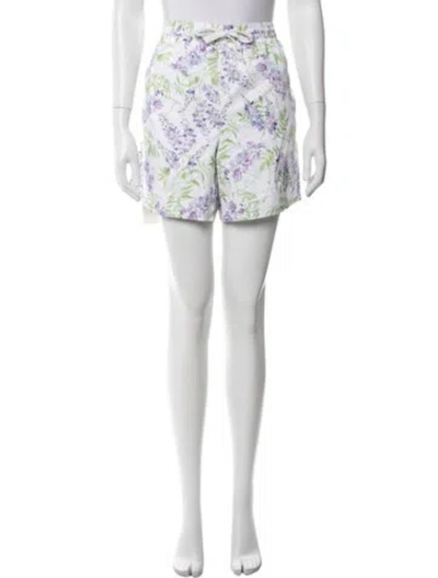Pre-owned Hill House Home Floral Print Mini Shorts In Green