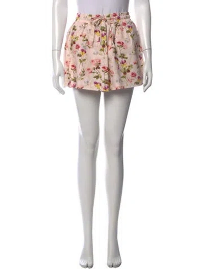 Pre-owned Hill House Home Floral Print Mini Shorts In White