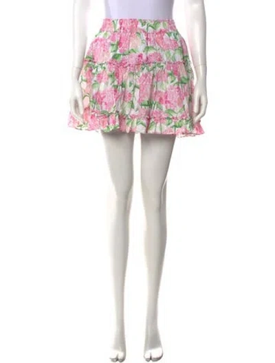 Pre-owned Hill House Home Floral Print Mini Skirt In Pink