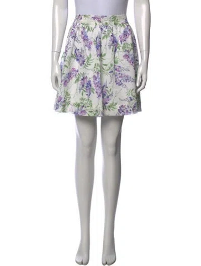 Pre-owned Hill House Home Floral Print Mini Skirt W/ Tags In White