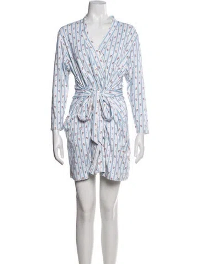 Pre-owned Hill House Home Floral Print Nightgown In Blue/white
