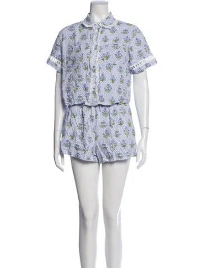 Pre-owned Hill House Home Floral Print Pajamas In Purple