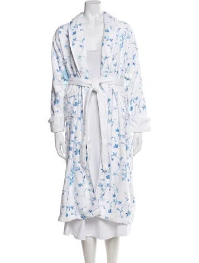 Pre-owned Hill House Home Floral Print Robe W/ Tags In White
