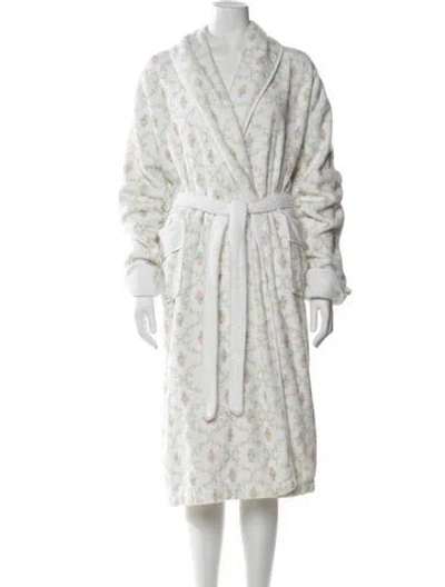 Pre-owned Hill House Home Floral Print Robe In White