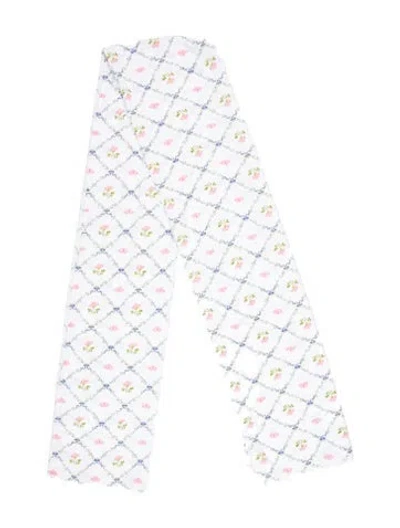 Pre-owned Hill House Home Floral Print Scarf In White